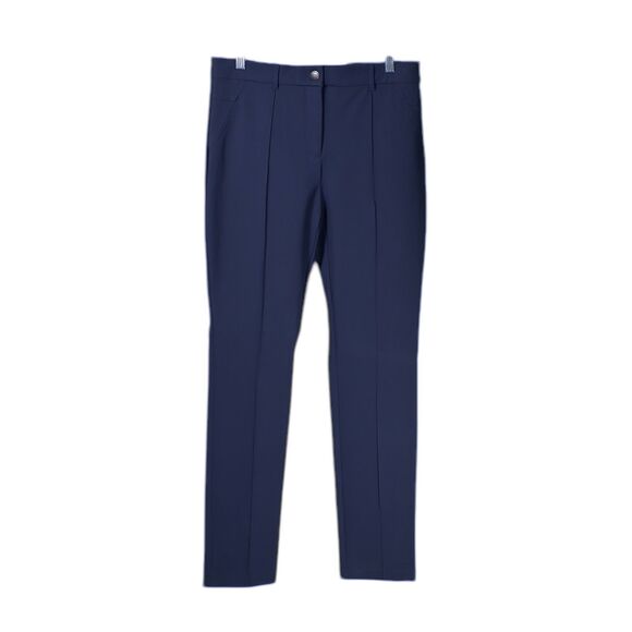 So Slimming Chico's Pants Women's Navy Blue High Rise Stretch Trousers 1 M/8 NWT